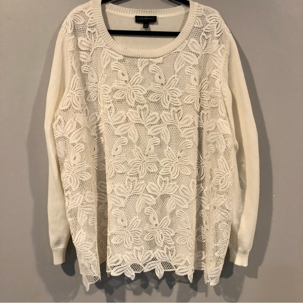Lane Bryant Winter White Lace Sweater 26/28